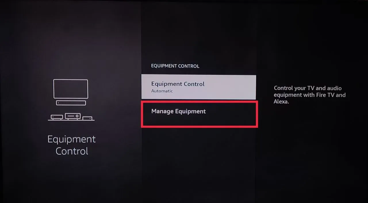 Image showing manage equipment selection